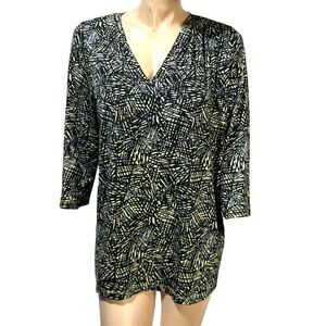 Soft Surroundings Tunic Top Go Lively Traverse Size L Abstract Geo Print NWT